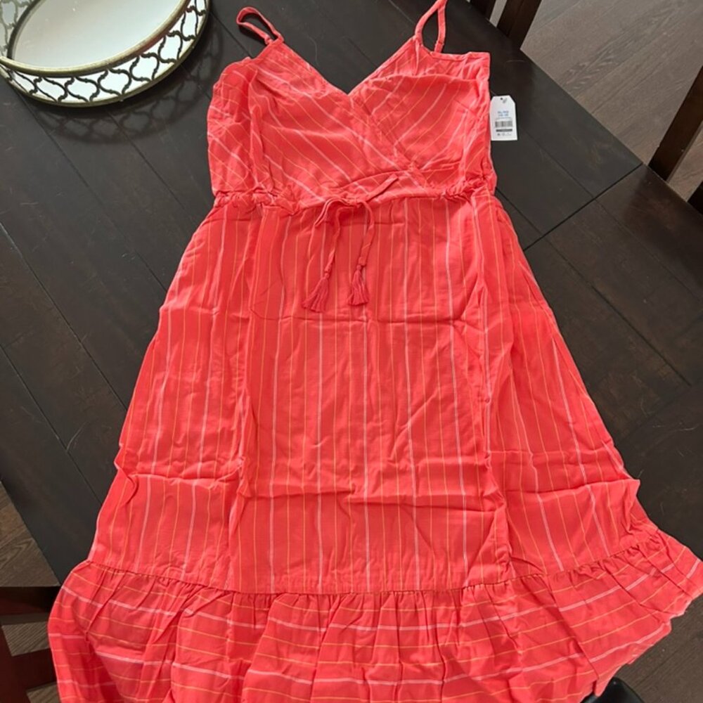 BNWT Time & Tru Coral Flutter Hem Midi Dress Sz XL (16-18)